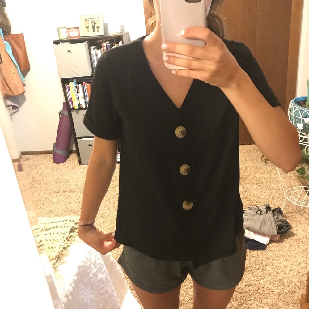 Simple black v neck